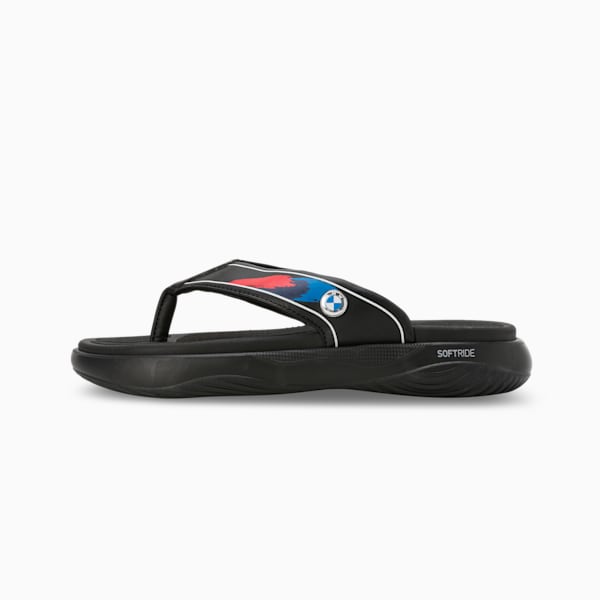 BMW M Motorsport Softride Seave Youth Flip-Flops, PUMA Black-PUMA White-Silver Mist, extralarge-IND