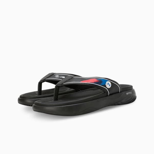 BMW M Motorsport Softride Seave Youth Flip-Flops, PUMA Black-PUMA White-Silver Mist, extralarge-IND