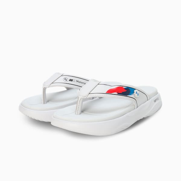 BMW M Motorsport Softride Seave Youth Flip-Flops, Silver Mist-PUMA Black, extralarge-IND