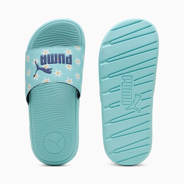 Cool Cat 2.0 Daisies Big Kids' Slides, Safe Lake-Blue Crystal-PUMA White-Almost Apricot, extralarge