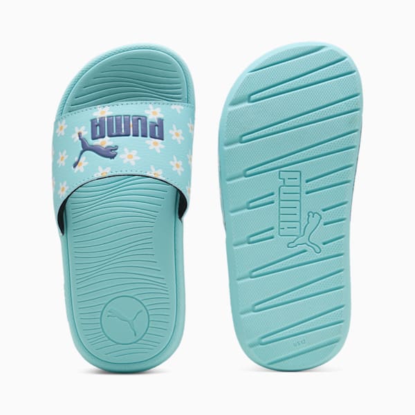 Cool Cat 2.0 Daisies Little Kids' Slides, Safe Lake-Blue Crystal-PUMA White-Almost Apricot, extralarge