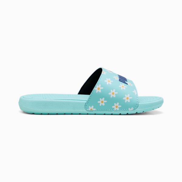Cool Cat 2.0 Daisies Little Kids' Slides, Safe Lake-Blue Crystal-PUMA White-Almost Apricot, extralarge