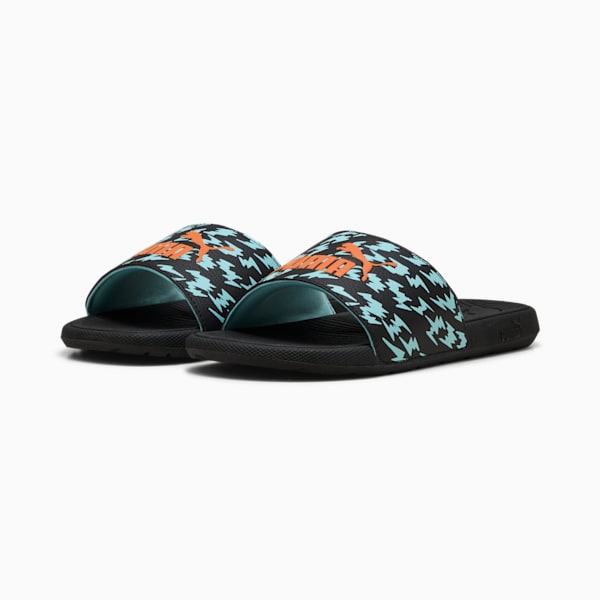 Cool Cat Poised 2 Race Slides Youth, PUMA Black-Orange Glo-Safe Lake, extralarge