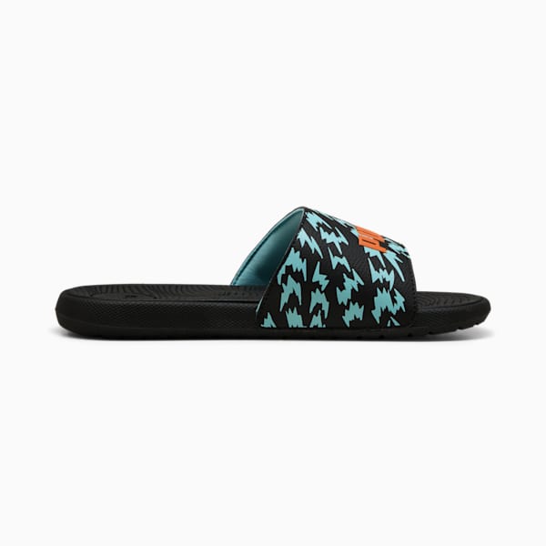 Cool Cat Poised 2 Race Slides Youth, PUMA Black-Orange Glo-Safe Lake, extralarge