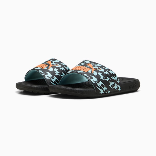 Cool Cat 2.0 Poised 2 Race Slides Kids, PUMA Black-Orange Glo-Safe Lake, extralarge