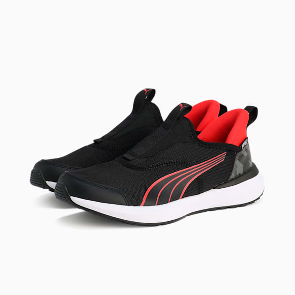 キッズ クルーズ プロフォーム イーズイン カモ スニーカー 22-25cm, PUMA Black-For All Time Red, extralarge-JPN