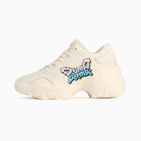 ウィメンズ パルサー ウェッジ ノスタルジック スニーカー, Frosted Ivory-Luminous Blue-Pale Pink-PUMA Black, extralarge-JPN