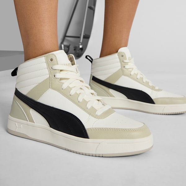 PUMA Dribble Mid Men's Sneakers, Warm White-PUMA Black-Desert Dust, extralarge