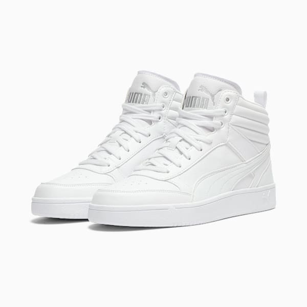 PUMA Dribble Mid Men's Sneakers, PUMA White-PUMA Silver-Cool Light Gray, extralarge