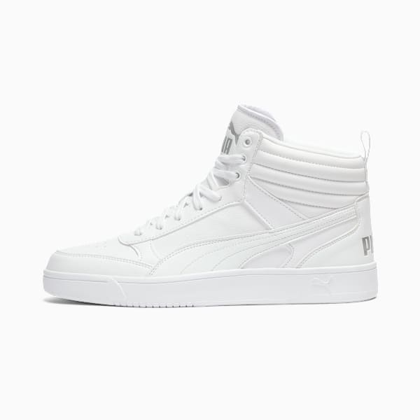 PUMA Dribble Mid Men's Sneakers, PUMA White-PUMA Silver-Cool Light Gray, extralarge