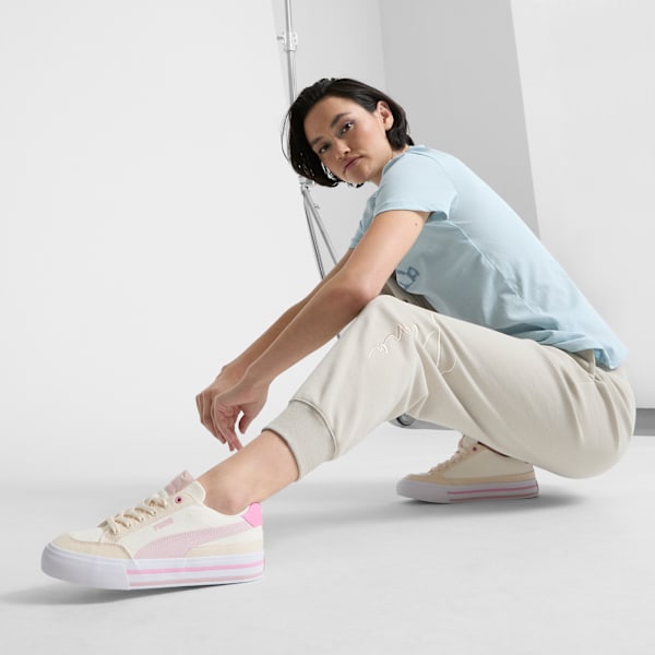Tenis Court Classic Vulc para mujer, Warm White-Mauve Mist-Alpine Snow, extralarge