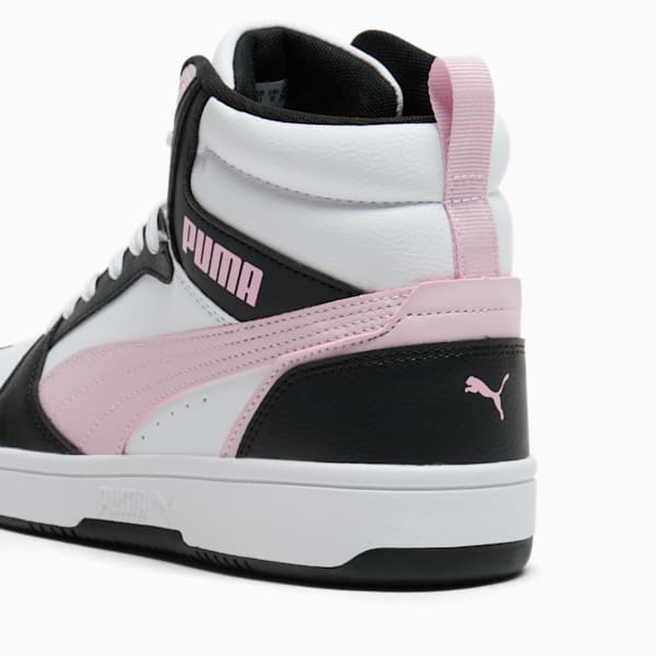 Rebound V6 Mid Women's Sneakers, PUMA White-Rose Mauve-PUMA Black, extralarge