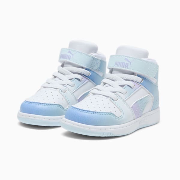Rebound LayUp SL Euphoria V Toddlers' Sneakers, PUMA White-Vivid Violet-Turquoise Surf, extralarge