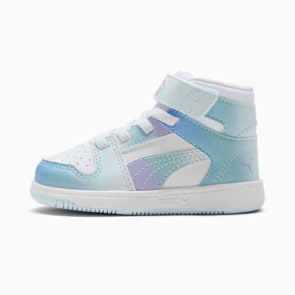 Rebound LayUp SL Euphoria V Toddlers' Sneakers, PUMA White-Vivid Violet-Turquoise Surf, extralarge