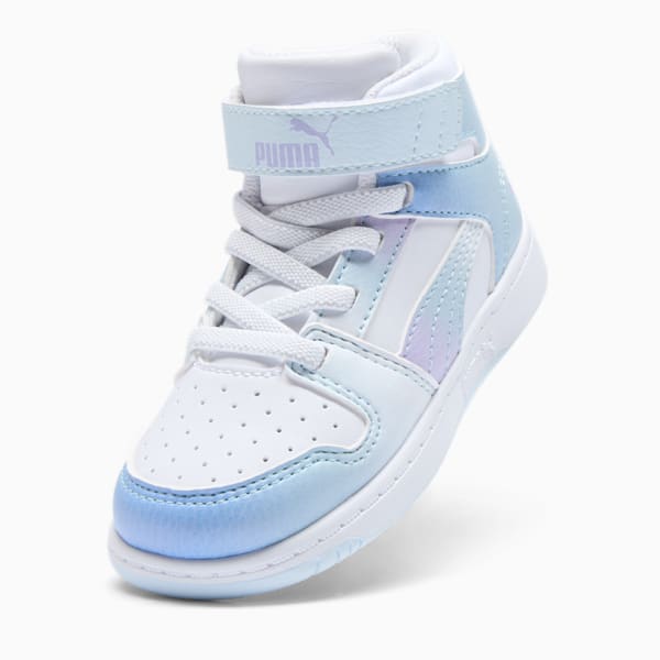 Rebound LayUp SL Euphoria V Toddlers' Sneakers, PUMA White-Vivid Violet-Turquoise Surf, extralarge
