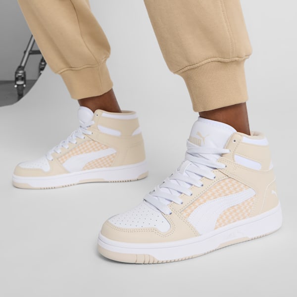 Tenis para mujer PUMA Rebound LayUp Houndstooth, Desert Dust-PUMA White-Alpine Snow, extralarge