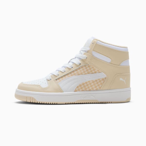 Tenis para mujer PUMA Rebound LayUp Houndstooth, Desert Dust-PUMA White-Alpine Snow, extralarge