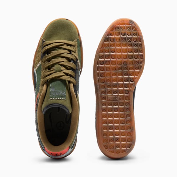 Puma Suede Peace and Love Flagship Sneakers Olive Drab Black Redmazing 6