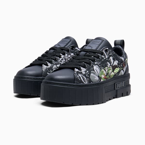 Mayze Dark Floral Women's Sneakers, PUMA Black-PUMA Silver-Smokey Gray, extralarge