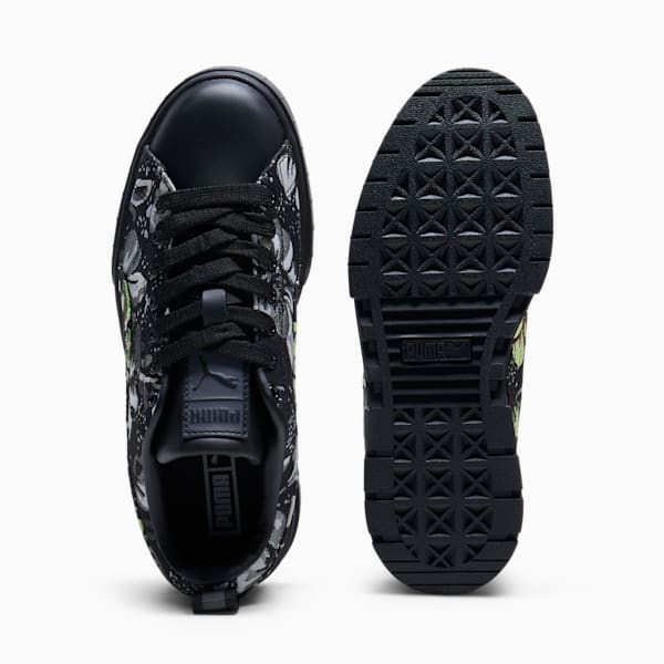 Tenis Mayze Dark Floral para mujer, PUMA Black-PUMA Silver-Smokey Gray, extralarge