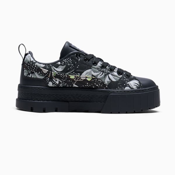 Tenis Mayze Dark Floral para mujer, PUMA Black-PUMA Silver-Smokey Gray, extralarge
