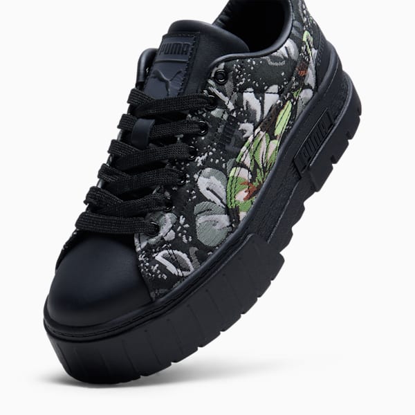 Tenis Mayze Dark Floral para mujer, PUMA Black-PUMA Silver-Smokey Gray, extralarge