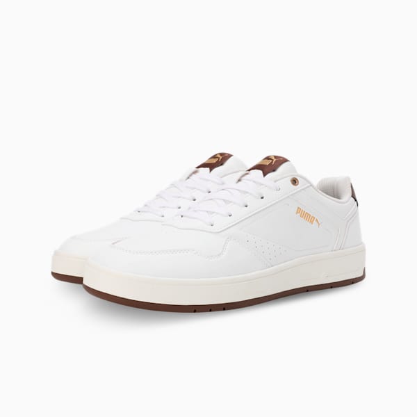 Court Classic Men's Sneakers, PUMA White-Chestnut Brown-PUMA Gold, extralarge-IND
