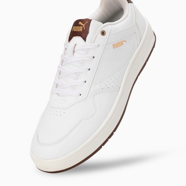 Court Classic Men's Sneakers, PUMA White-Chestnut Brown-PUMA Gold, extralarge-IND