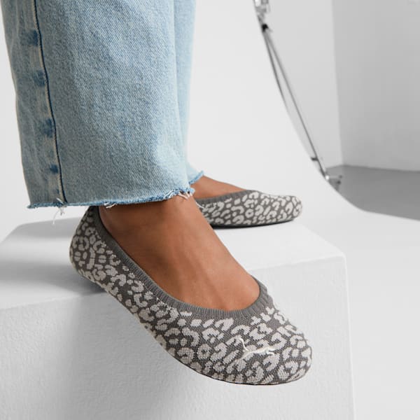 Ilana Leopard Women's Ballet Shoes, Flat Medium Gray-Galactic Gray, extralarge