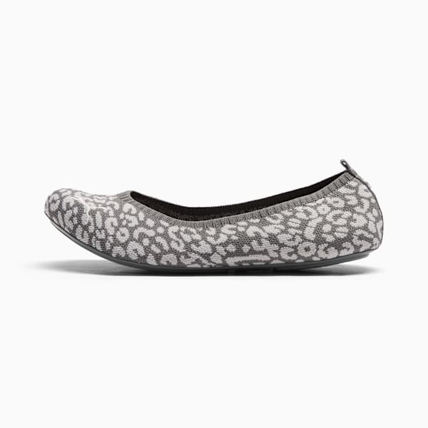 Iliana Ballerina Leopard Print Women's Ballet Flats, Flat Medium Gray-Galactic Gray, extralarge