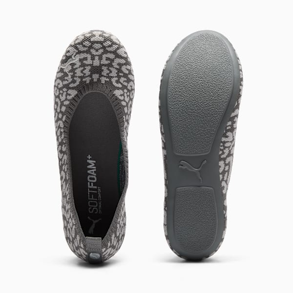 Iliana Ballerina Leopard Print Women's Ballet Flats, Flat Medium Gray-Galactic Gray, extralarge