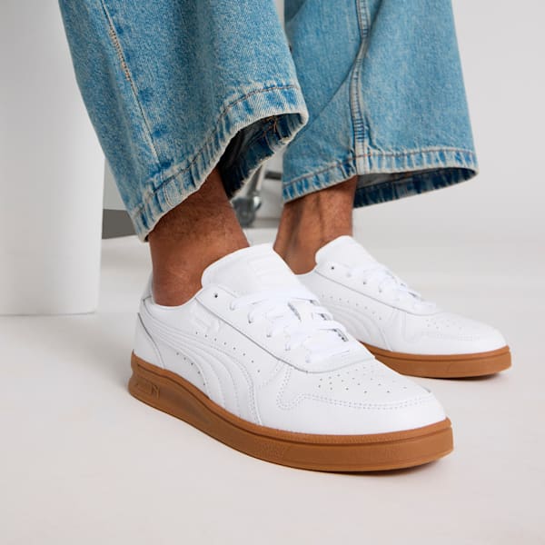 Indoor Leather Sneakers, PUMA White, extralarge