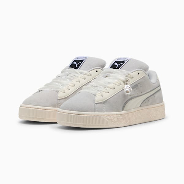 Tenis Suede XL Glam Athletics para mujer, Feather Gray-Warm White, extralarge