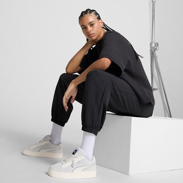 Sneakers en suède XL Glam Athletics Femme, Feather Gray-Warm White, extralarge