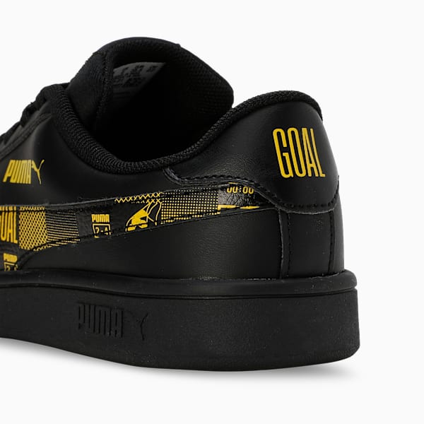 SMASH CLASSIC PSL Youth Shoes, PUMA Black-Speed Yellow-Strong Gray, extralarge-IND