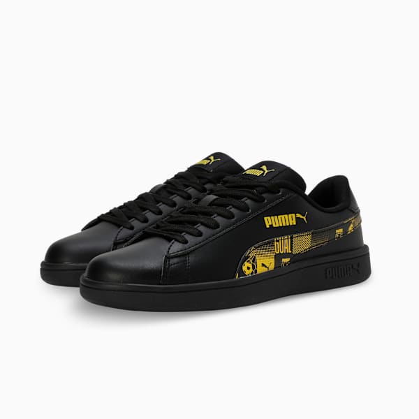 SMASH CLASSIC PSL Youth Shoes, PUMA Black-Speed Yellow-Strong Gray, extralarge-IND