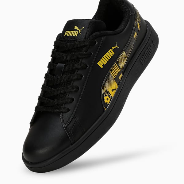 SMASH CLASSIC PSL Youth Shoes, PUMA Black-Speed Yellow-Strong Gray, extralarge-IND