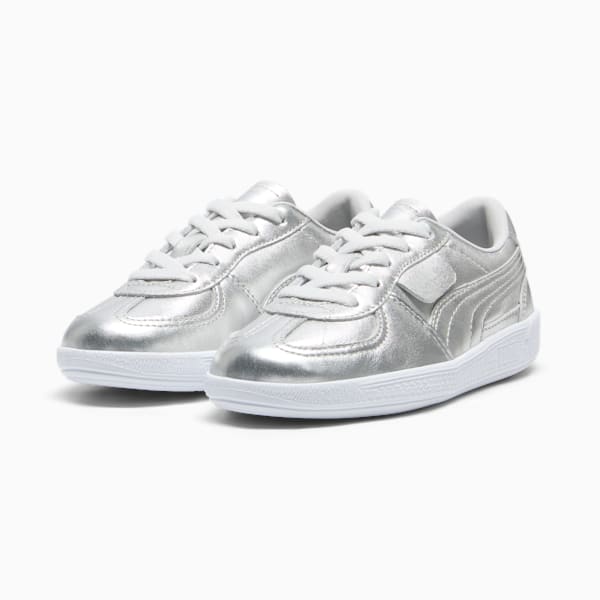 Palermo Chrome Zapatillas deportivas para niños pequeños, PUMA Silver-Feather Gray, extralarge