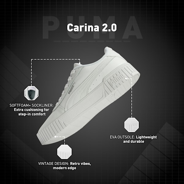 Carina 2.0 Women's Sneakers, PUMA White-PUMA White-PUMA Silver, extralarge-IND