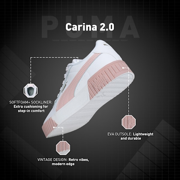 Carina 2.0 Women's Sneakers, PUMA White-Rose Quartz-PUMA Gold, extralarge-IND