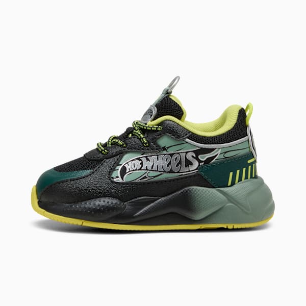 Tenis PUMA x HOT WHEELS™ RS-X para bebés, PUMA Black-Green Moon, extralarge