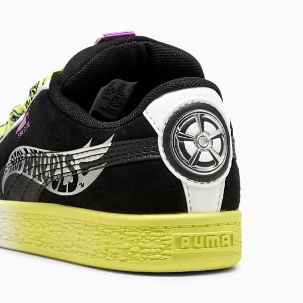 Tenis PUMA x HOT WHEELS™ Suede XL para niños, PUMA Black-PUMA White-Lemon Sherbert, extralarge