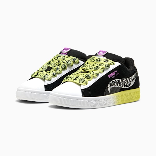 Tenis PUMA x HOT WHEELS™ Suede XL para niños, PUMA Black-PUMA White-Lemon Sherbert, extralarge