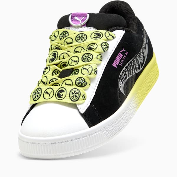 Tenis PUMA x HOT WHEELS™ Suede XL para niños, PUMA Black-PUMA White-Lemon Sherbert, extralarge