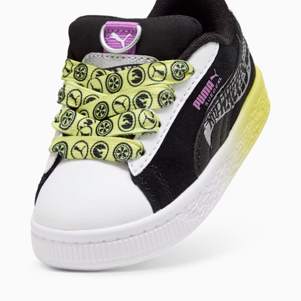 Tenis PUMA x HOT WHEELS™ Suede XL para bebés, PUMA Black-PUMA White-Lemon Sherbert, extralarge