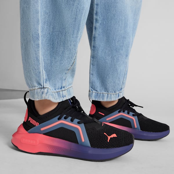 Softride Enzo 5 Big Kids' Training Shoes, PUMA Black-Blue Crystal-Peach Frost, extralarge