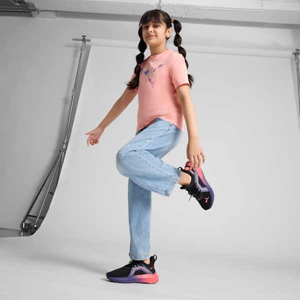 Chaussures d’entraînement Softride Enzo 5 Enfant et adolescent, PUMA Black-Blue Crystal-Peach Frost, extralarge