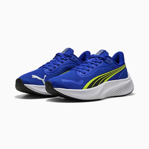 Pounce Lite Big Kids' Running Shoes, Vivid Blue-Lemon Sherbert-PUMA White, extralarge