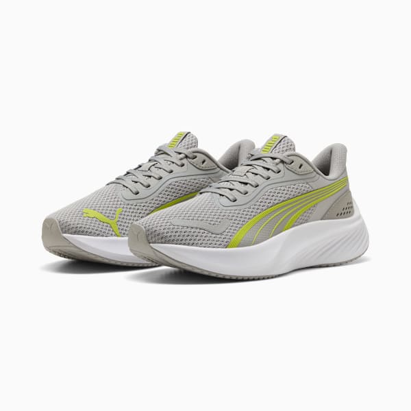 Tenis de running Pounce Lite para adolescentes, Gray Echo-Lime Smash-PUMA White, extralarge