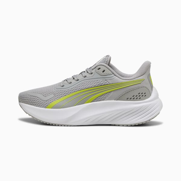 Pounce Lite Big Kids' Running Shoes, Gray Echo-Lime Smash-PUMA White, extralarge